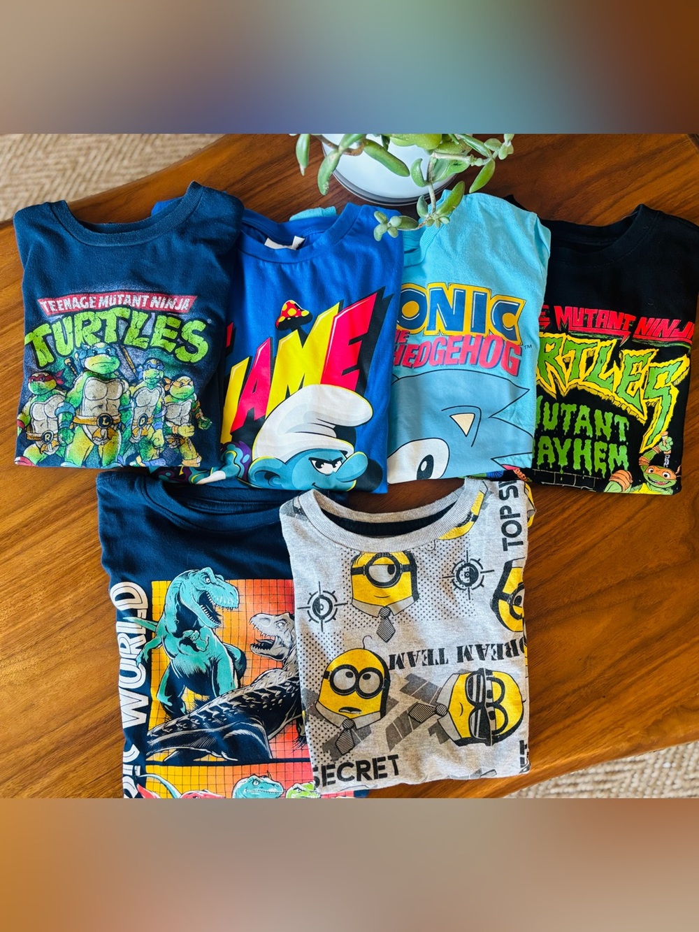 Set of 6 character themes t-shirts size 8 youth